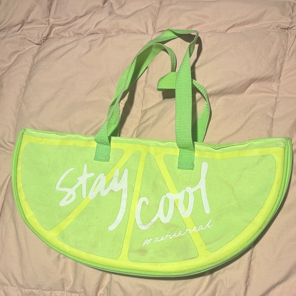 Aerie Bright Lime Tote with Fun Design